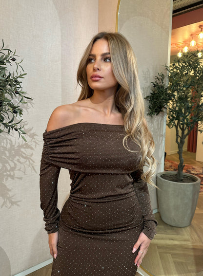Navelle | Off-Shoulder Glitter Dress